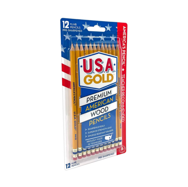 12 USA Gold Premium American Wood Pencils