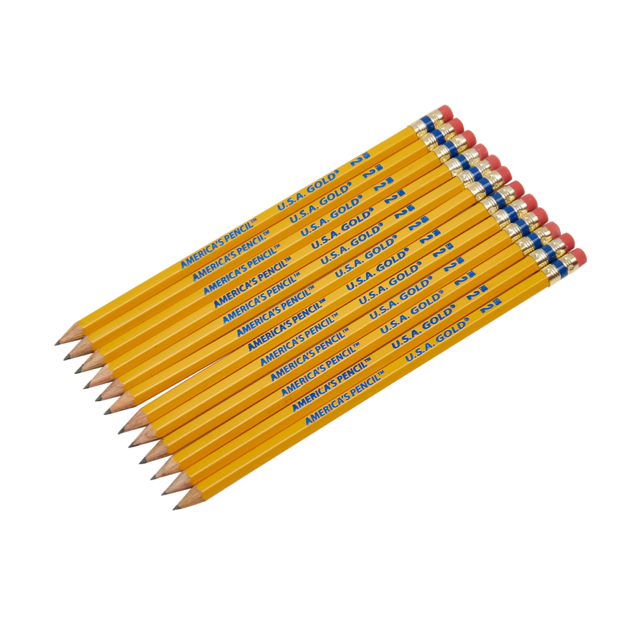 12 USA Gold Premium American Wood Pencils